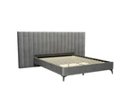 Artiss Bed Frame Queen Size Velvet Grey LOTT