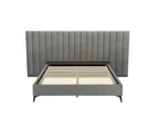 Artiss Bed Frame Queen Size Velvet Grey LOTT