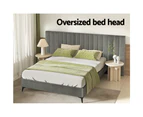 Artiss Bed Frame Queen Size Velvet Grey LOTT