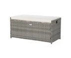 Gardeon Outdoor Storage Bench Box Wicker Garden Sheds Tools Cushion Patio  Furniture Grey