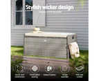 Gardeon Outdoor Storage Bench Box Wicker Garden Sheds Tools Cushion Patio  Furniture Grey