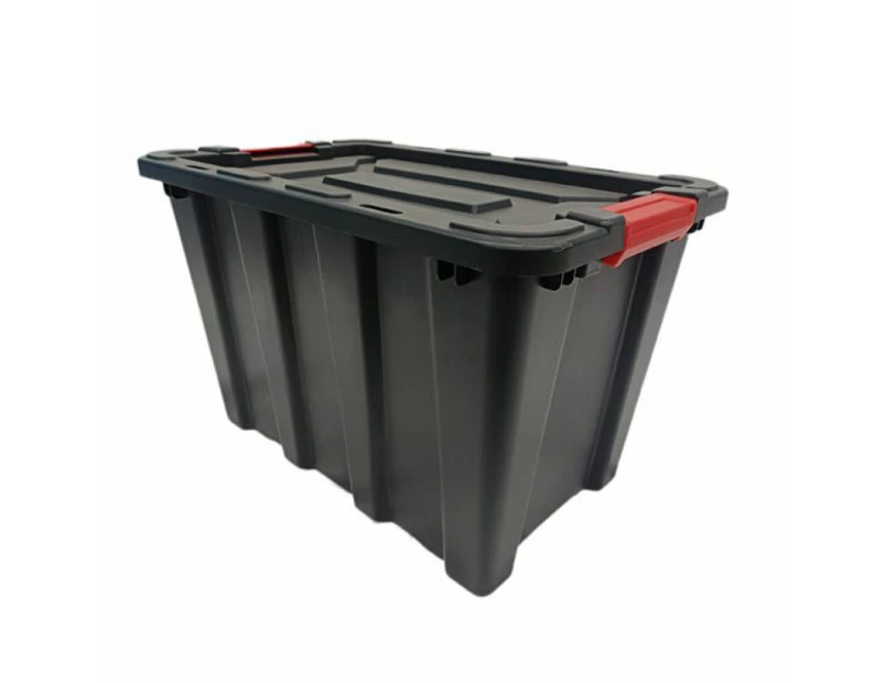 4 x HEAVY DUTY PLASTIC STORAGE BOX 55L | Stackable Containers Crate Tub Boxes Stackable Large Industrial Strength Storage Bin Container with Lid
