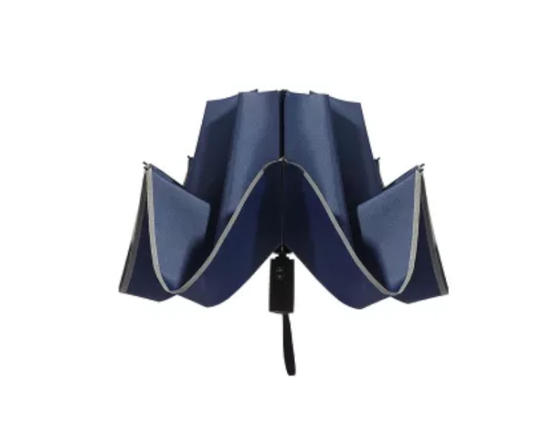 Reflective Strip Easy To Use Reverse Folding Umbrella - Navy