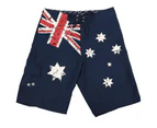Men's Adult Board Shorts Australian Flag Australia Day Souvenir Navy Beach Wear - Navy