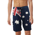 Men's Adult Board Shorts Australian Flag Australia Day Souvenir Navy Beach Wear - Navy