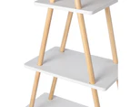 Takara Kusa 4-Tier Natural Wooden A-Frame Ladder Storage Shelf Modern Natural & White Bamboo Tripod Bookcase 30x78x148cm