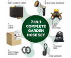 Expandable Garden Hose Kit 50-100 Ft - Superior Strength 3750D - 4-Layers Latex, Extra-Strong Brass Connector- 10-Way Durable Zinc Water Spray Nozzle 2 Way