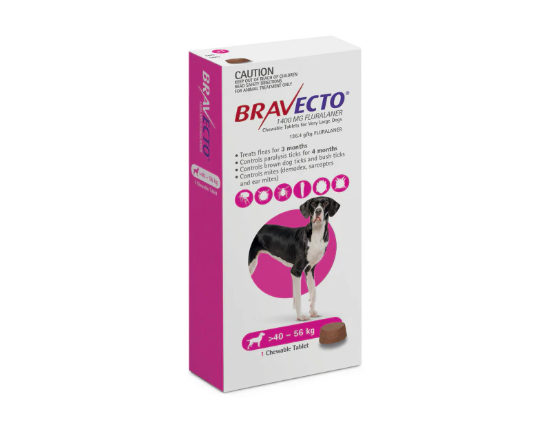 Bravecto For Extra Large Dogs 40 - 56kgs (1 Single Chew)