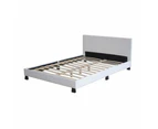 Modern Designer PU Leather Double Bed Frame With Headboard - White - White