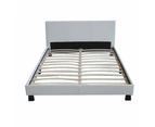 Modern Designer PU Leather Double Bed Frame With Headboard - White - White