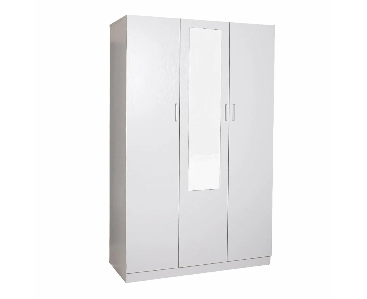 Design Square Modern 3-Door Multi-Purpose Wardrobe Closet Clothes Storage Cabinet - White