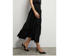 Liz Jordan - Womens Skirts - Midi - Summer - Black - A Line - Casual Fashion - Relaxed Fit - Panelled - Knee Length - Work Clothes - Office Wear - Black