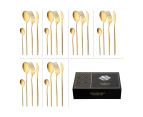 Kitchen Cutlery set 24pcs Dining Tableware Party Supplies Stainless Steel Brushed Gold