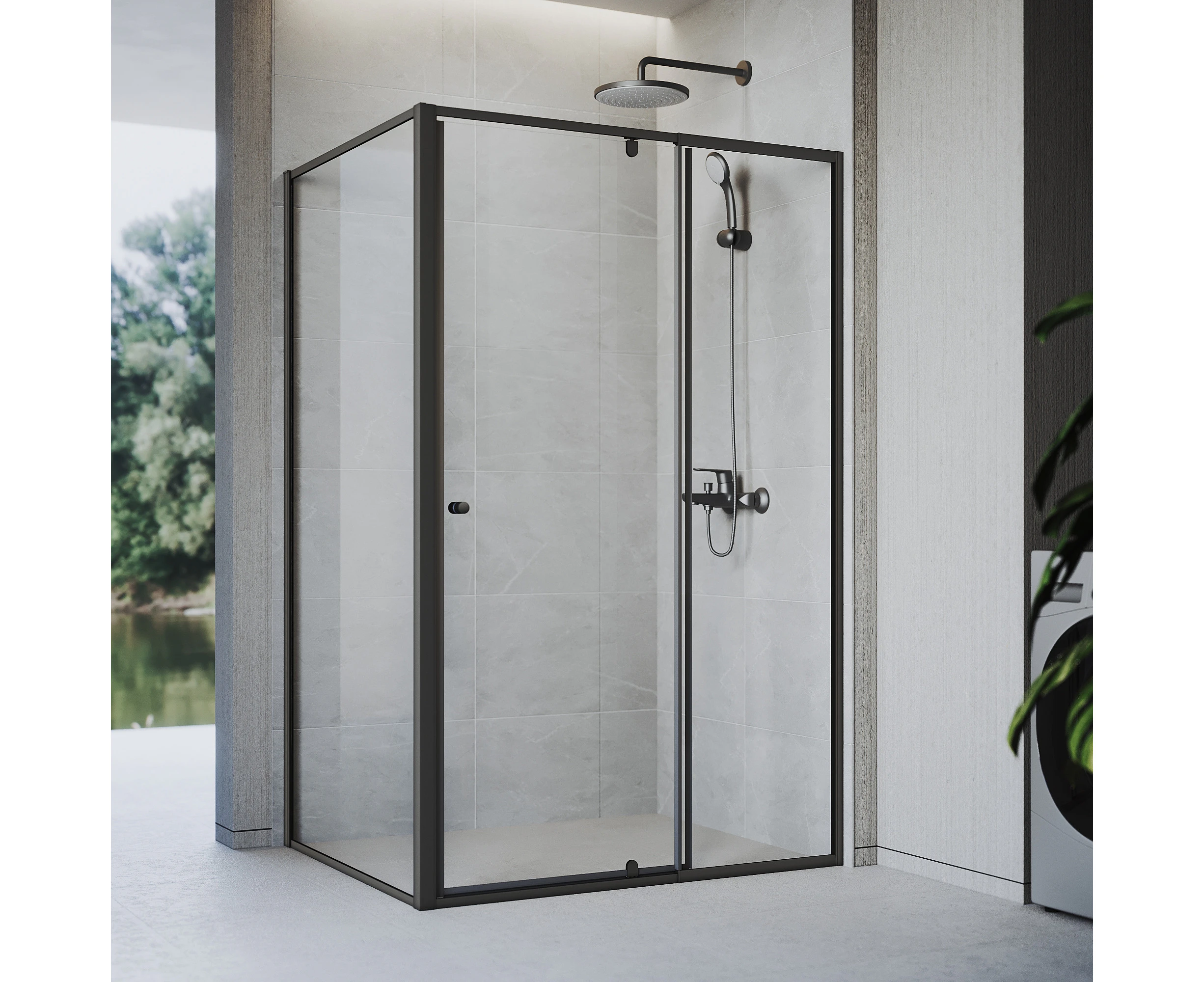 ELEGANT Shower Screen in Matte Black 1200x1000mm