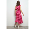 Liz Jordan - Womens Dress -  One Shoulder Dress - Pink