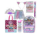 Lol Surprise 23 Kids Showbag Backpack/Drink Bottle Hair Extension/Headband Skirt