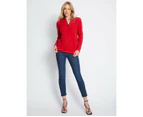 Capture - Womens Jumper - Regular Winter Sweater - Red Pullover - Lambswool - Long Sleeve - True Red - Relaxed Fit - Smart Casual Clothing - Work Wear - Red