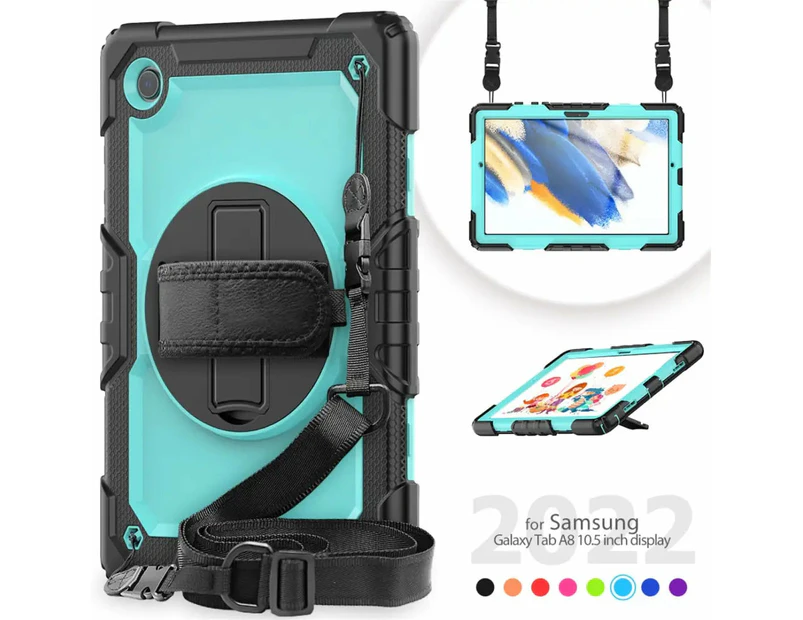 For Samsung Galaxy Tab A8 10.5 Case 2021 X200 X205 X207 360 Rotatable Hand Strap Kickstand Tablet Protective Cover+Gifts - B