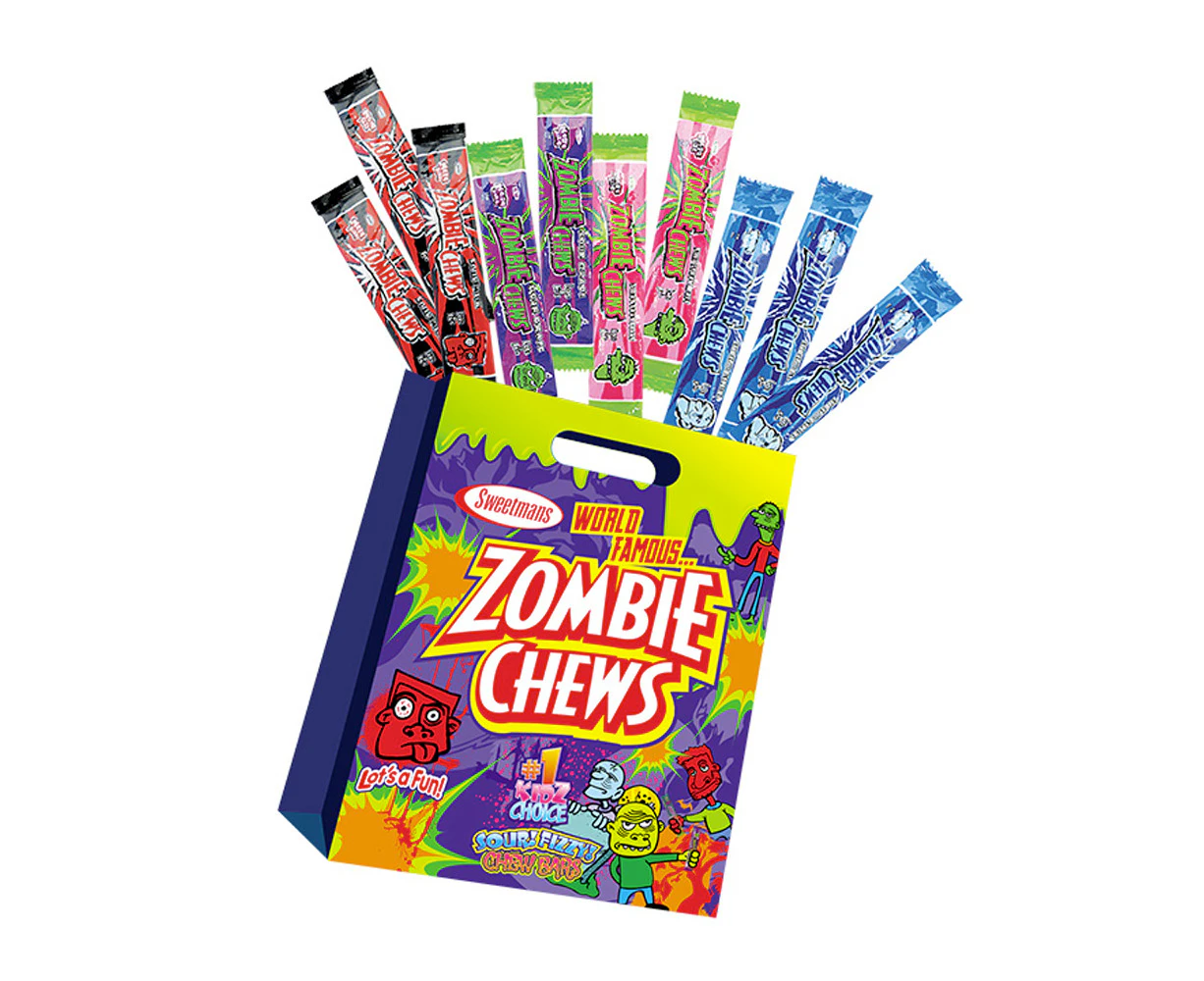 Zombie Chews Sour Candy Bar Confectionery Lolly Chewy Sweet Mix Flavour Showbag