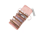 Cosmetic Bag Drawstring Makeup Case Storage Roll Bag Portable Carry Box Travel - Pink