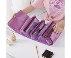 Cosmetic Bag Drawstring Makeup Case Storage Roll Bag Portable Carry Box Travel - Purple
