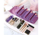 Cosmetic Bag Drawstring Makeup Case Storage Roll Bag Portable Carry Box Travel - Purple