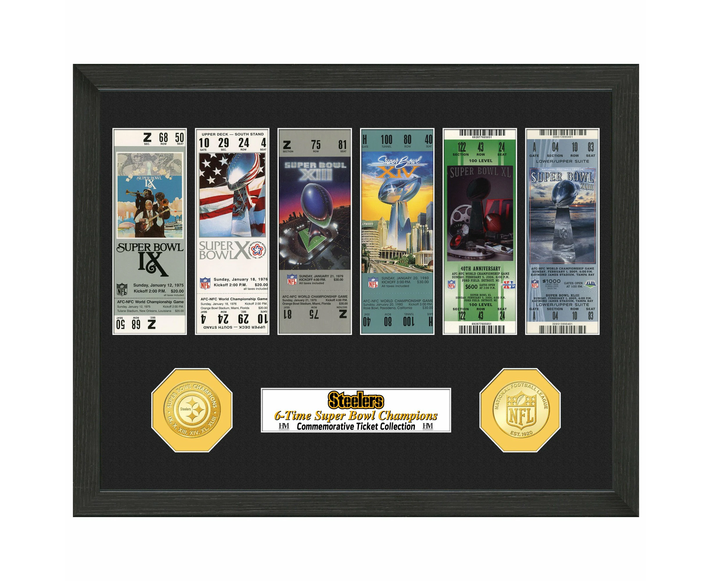 Pittsburgh Steelers SuperBowl Championship Ticket Coin Frame - Multi