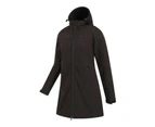 Mountain Warehouse Womens Exodus Water Resistant Longline Soft Shell Jacket (Black) - MW1753