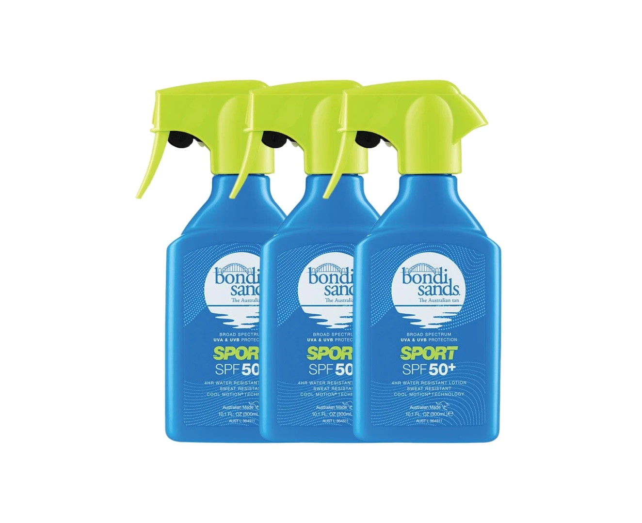 3 x Bondi Sands Sport SPF 50+ Sunscreen Trigger Spray 300mL