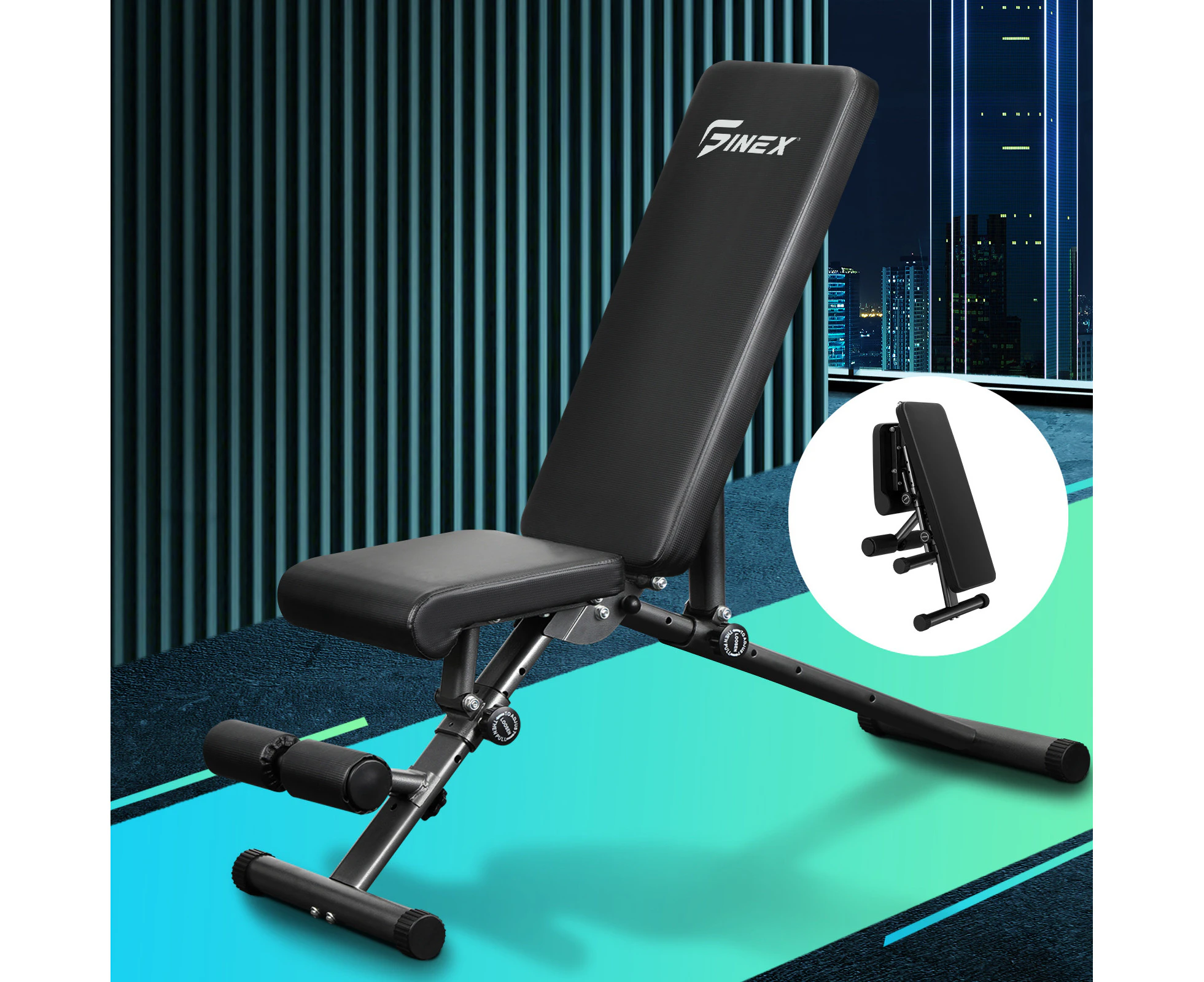 Finex Weight Bench Press FID Flat Incline Decline - Black