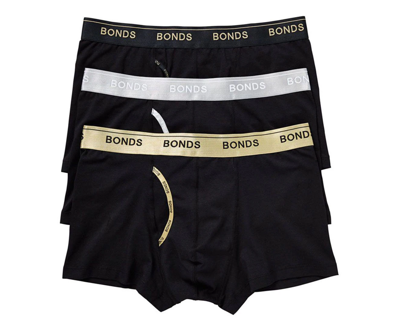 NZSALE  Bonds 6 X Bonds Mens Guyfront Trunks Underwear Black / Grey Stripe
