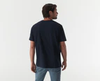 Calvin Klein Men's Embossed Circle Hallmark Logo Crewneck Tee / T-Shirt / Tshirt - Dark Sapphire