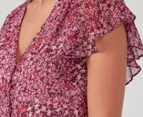 Stella Women's Button Up Floral Top - Pink
