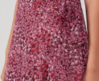 Stella Women's Wrap Floral Mini Dress - Pink