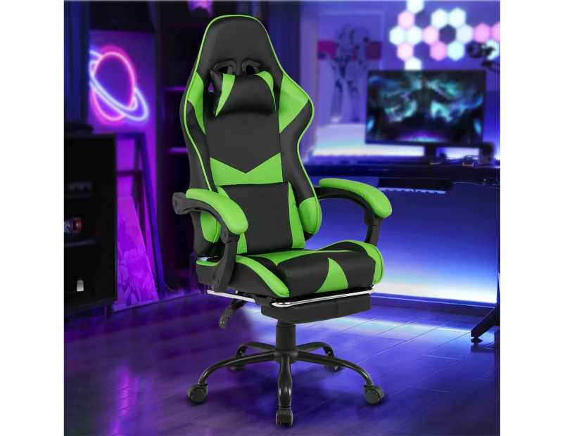 Ufurniture Gaming Chair Ergonomic 135°Racing Recliner Executive Office Chair with Footrest Computer Desk Seat Green