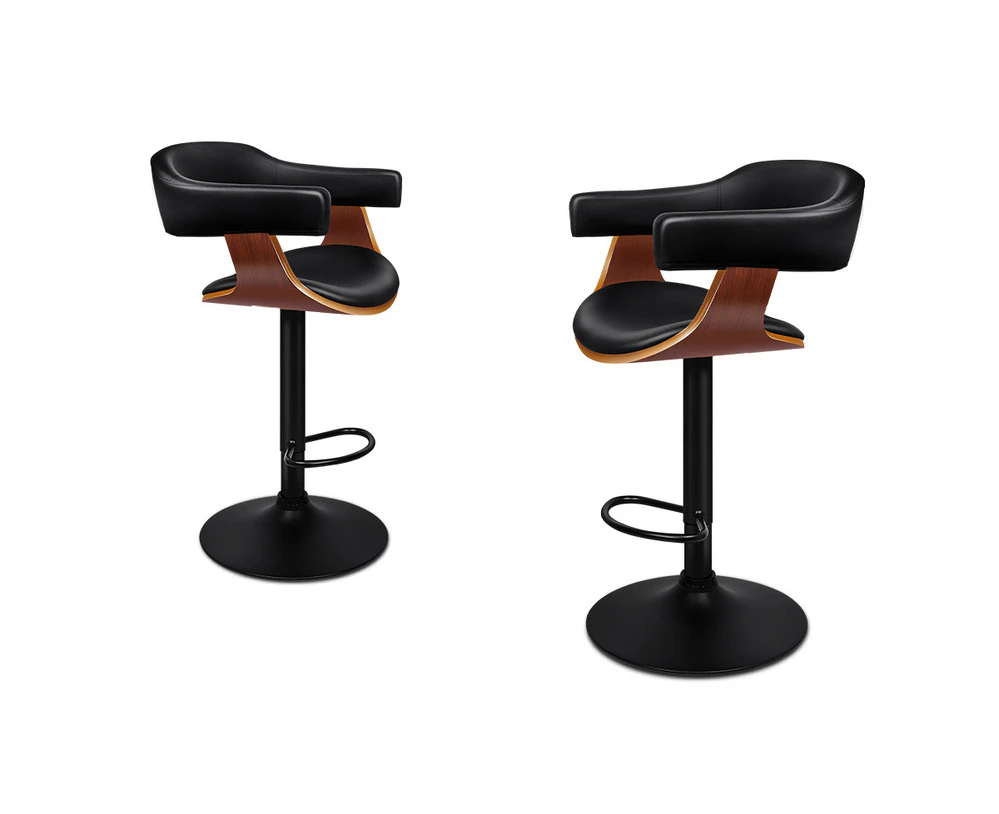 ALFORDSON Set of 2 Joan Ergonomic Armrest Bar Stool (All Black)