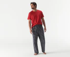 Tommy Hilfiger Men's Poplin Tee & Pants Sleep Set - Pomegranate/Navy