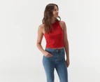 Tommy Jeans Women's Feminine Rib Tank Top - Blush Red