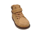 Grosby HenriB Little Boys Ankle Boots Strap Elastic Laces Padded Collar - Camel