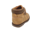 Grosby HenriB Little Boys Ankle Boots Strap Elastic Laces Padded Collar - Camel