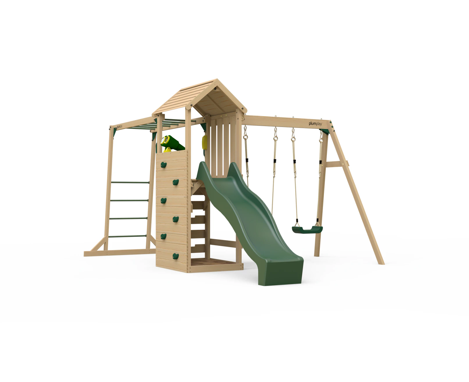 Plum Lookout tower playset with Monkey bars and Swings