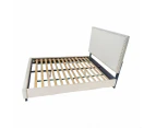 Fabric Double Bed Frame With Headboard - Beige