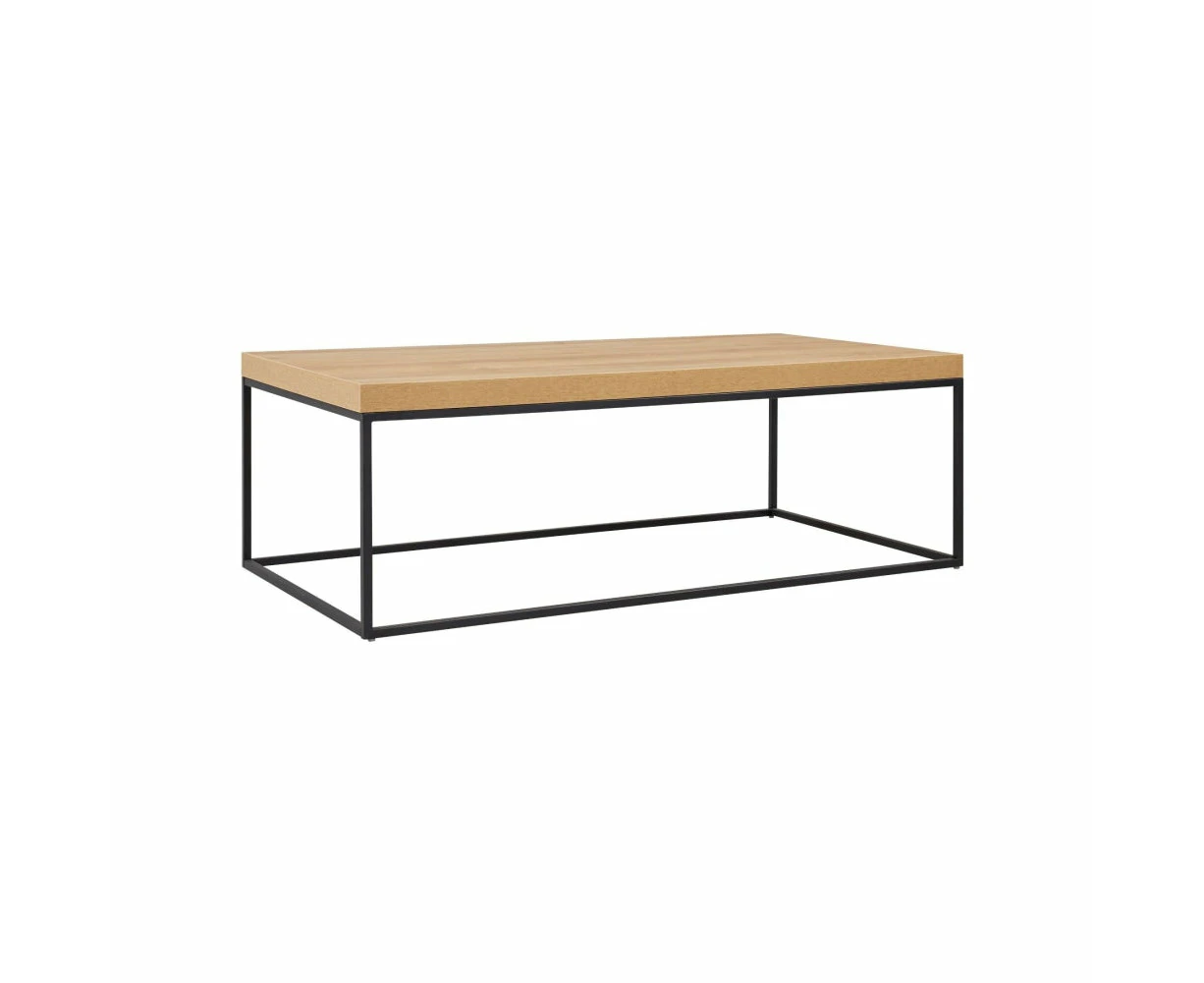 Design Square Modern Rectangular Wooden Coffee Table Metal Frame - Oak