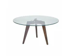 Round Coffee Table - Glass Top - Dark Oak