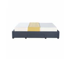 Designer Fabric Bed Frame Platform Base Queen Size W/ 3-Drawers - Dark Grey