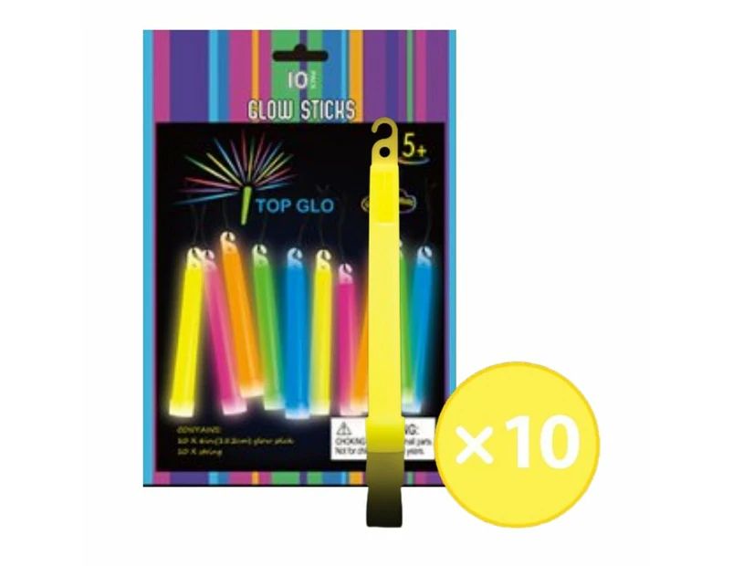 10pk Yellow Glow Light Stick on String 15cm
