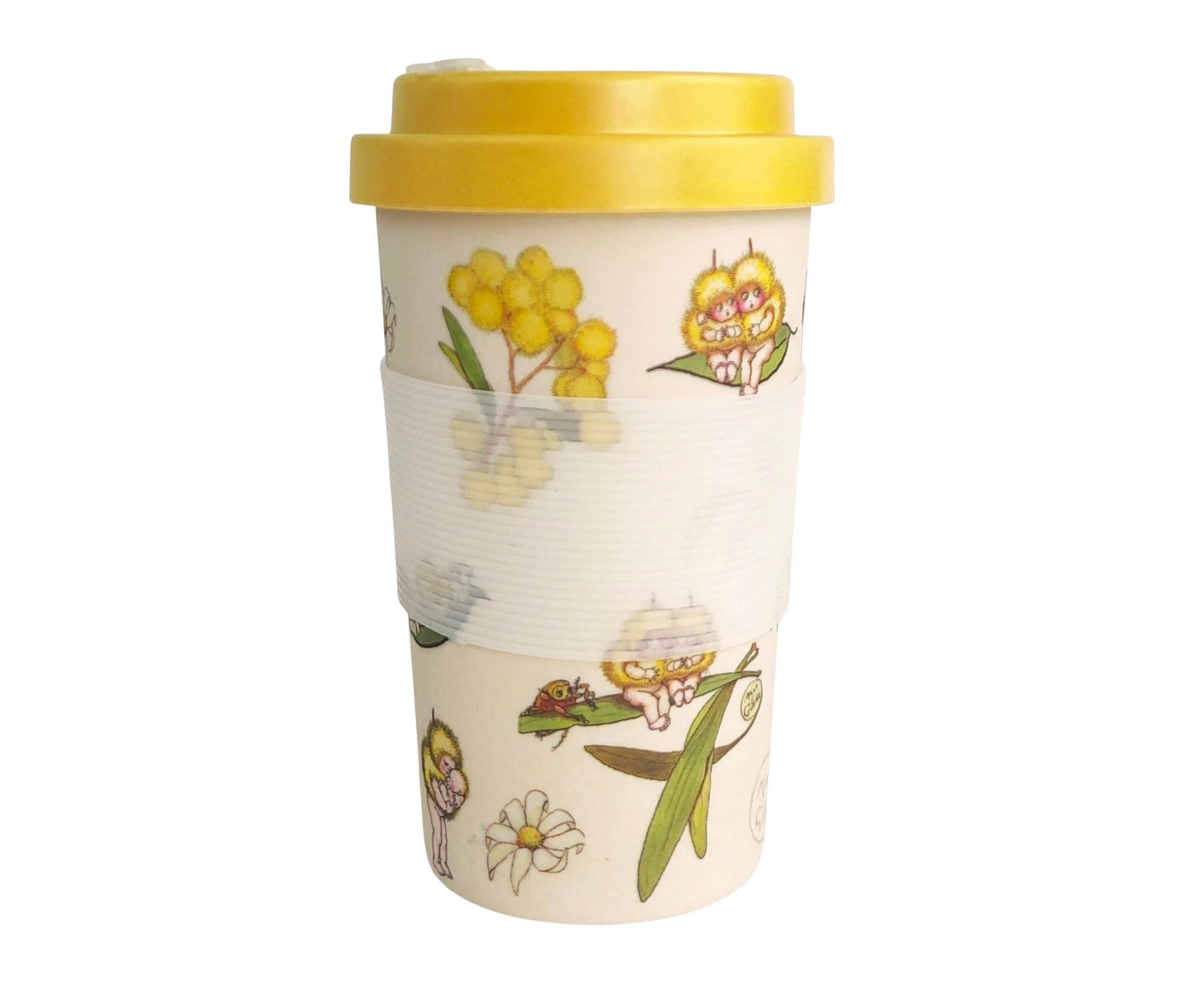 Eco Travel Mug May Gibbs Gum Blossom Babies 400mL Yellow Urban Products UP120344 - Multi-colour