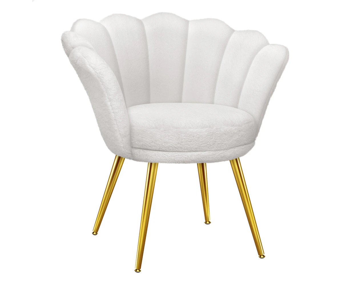 ALFORDSON Armchair Fur Fabric White Accent Chair