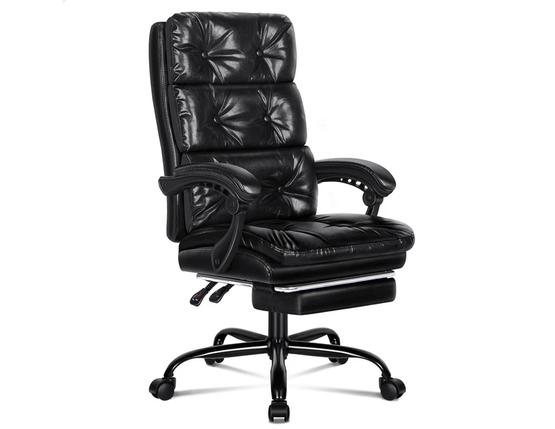 ALFORDSON Office Chair Executive Computer PU Leather Seat Work Recliner Gaming - Black