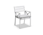 Austin Outdoor 2.2m - 3m Extension Teak and Aluminium Table with 10 Kansas Dining Chairs - Outdoor Dining Settings - White